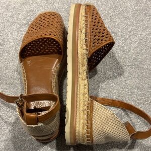 Vince Camuto Tan and Brown Espadrille Flats